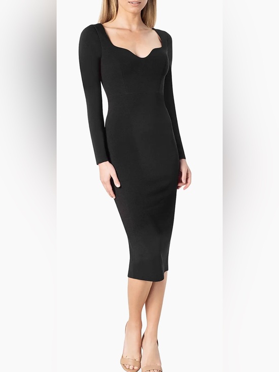 Dress the Population Dresses & Skirts - Dress the Population Black Long-Sleeve Sweetheart Midi Dress. Size: XS